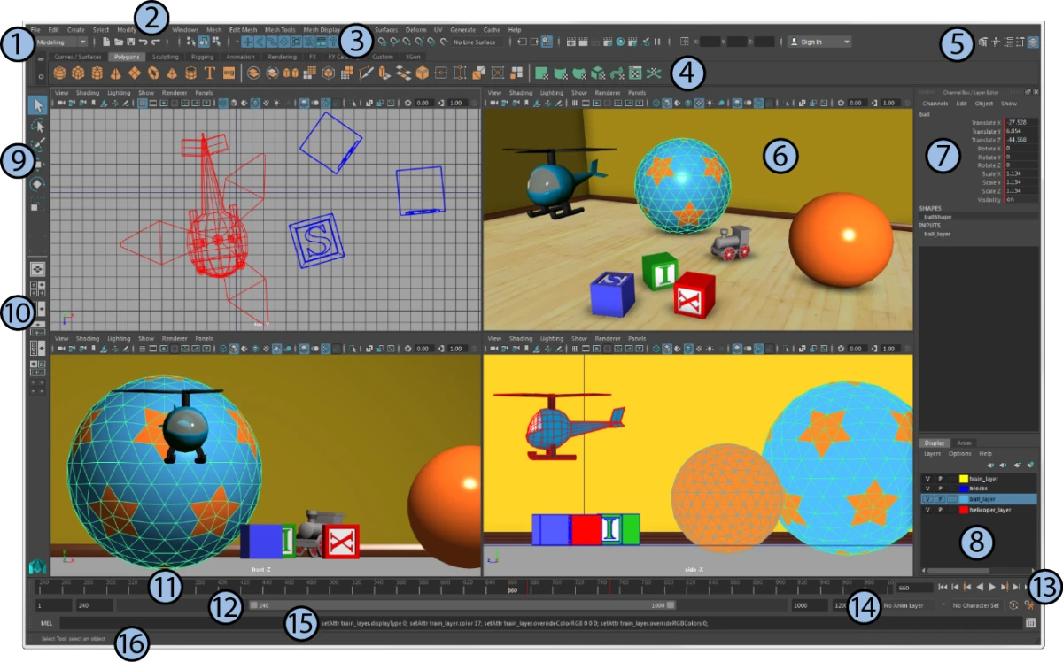 Autodesk Maya interface